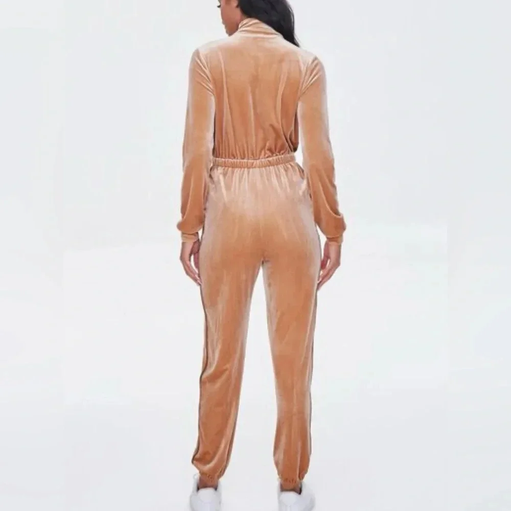 FOREVER 21 Striped Velvet Jumpsuit with Pockets Size Small - Picture 12 of 13
